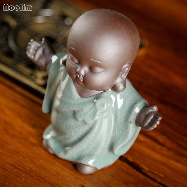 Rzeźba porcelanowa Kung Fu - mała mnich herbata Pet, ceramika, statua Buddy do dekoracji domu - Wianko - 5
