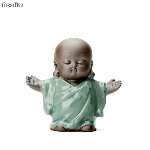 Rzeźba porcelanowa Kung Fu - mała mnich herbata Pet, ceramika, statua Buddy do dekoracji domu - Wianko - 6