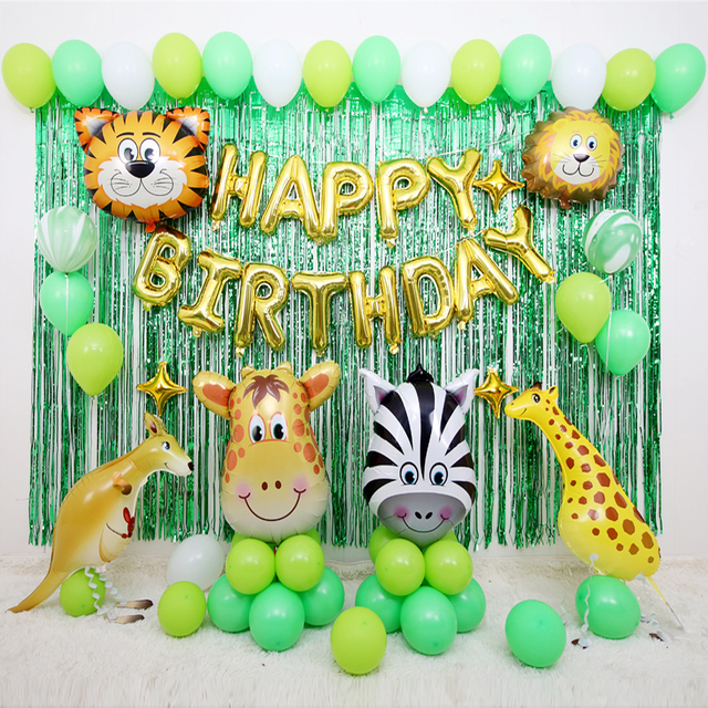 Dekoracja urodzinowa dla dzieci: Głowa zwierzęcia - świnia, tygrys, lew, zebra, małpa, krowa - w postaci helem napompowanego balonu z folii aluminiowej - Wianko - 1