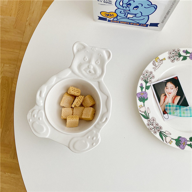 Ceramiczna miska dla dzieci - Vintage Ins styl, Retro słodki miś, odpowiednia na desery, płatki śniadaniowe, jogurt i owsianki - Wianko - 8