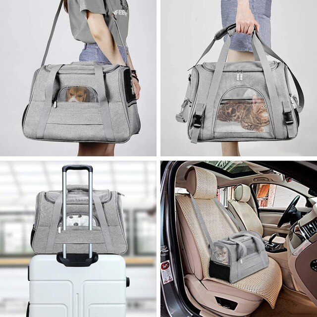 Przenośna torba dla psów na zewnątrz, Crossbody, oddychające nosidełka i klatka samochodowa dla zwierząt - Wianko - 2