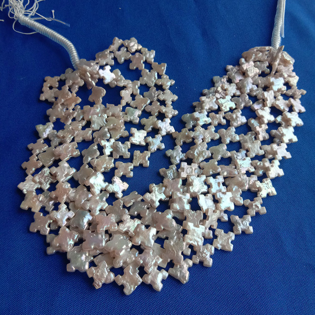 Specjalny krzyż barokowy z perłami w żyłce, 100% naturalna słodkowodna perła, 38 cm - Wianko - 7