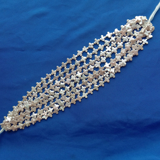 Specjalny krzyż barokowy z perłami w żyłce, 100% naturalna słodkowodna perła, 38 cm - Wianko - 4
