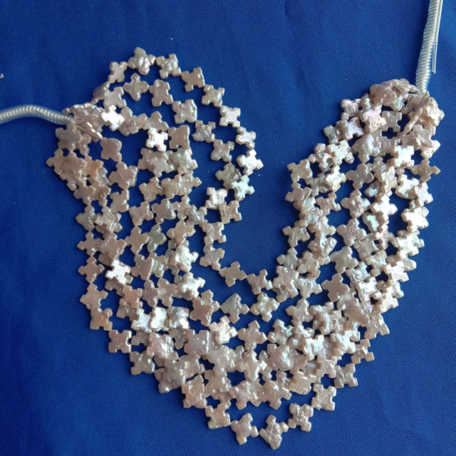 Specjalny krzyż barokowy z perłami w żyłce, 100% naturalna słodkowodna perła, 38 cm - Wianko - 5