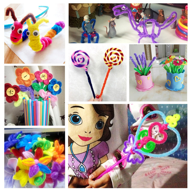 100 sztuk Zabawki Montessori Chenille Puzzle Craft - Kolorowe Rury Twist Rod DIY - Wianko - 6