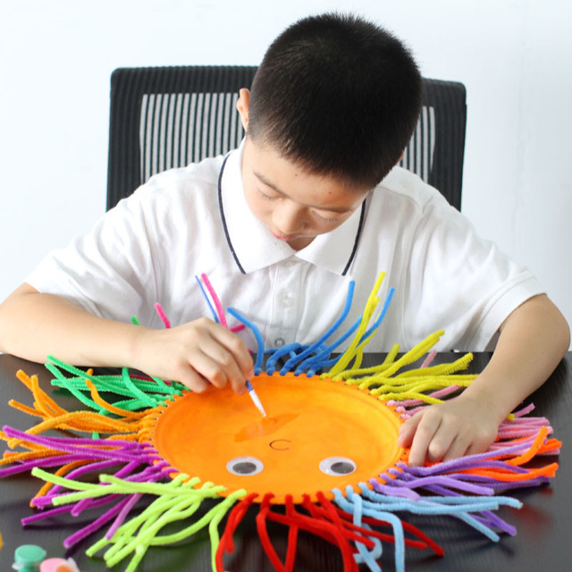 100 sztuk Zabawki Montessori Chenille Puzzle Craft - Kolorowe Rury Twist Rod DIY - Wianko - 5