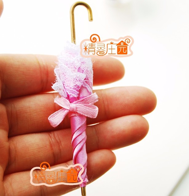 Mini Domek dla Lalek - Miniaturowe Meble, Osoba Różowa, Biało-Koronkowy Parasol - Wianko - 1