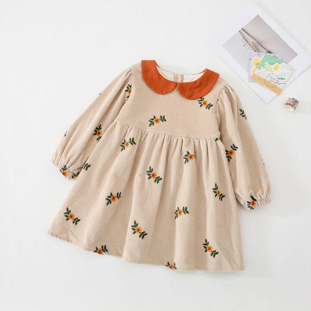 Aksamitna sukienka z długim rękawem dla dziewczynek na jesień i zimę modna odzież dla 1-3 lat - Wianko - 4