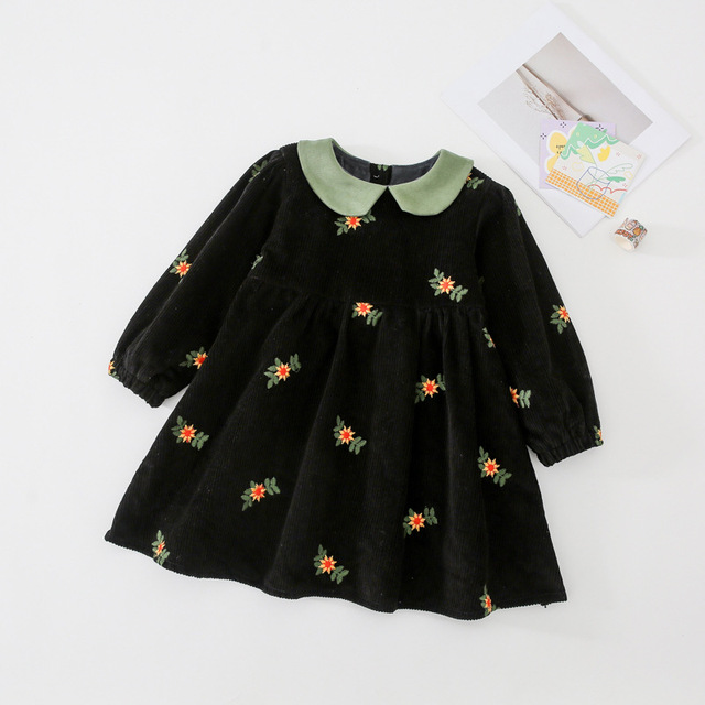 Aksamitna sukienka z długim rękawem dla dziewczynek na jesień i zimę modna odzież dla 1-3 lat - Wianko - 3