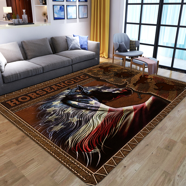 Miękki dywan flanelowy z koniem - 3D, realistyczny wzór, mata podłogowa, duży dywan do salonu, sypialni, nocnej gry dla dzieci - Wianko - 15