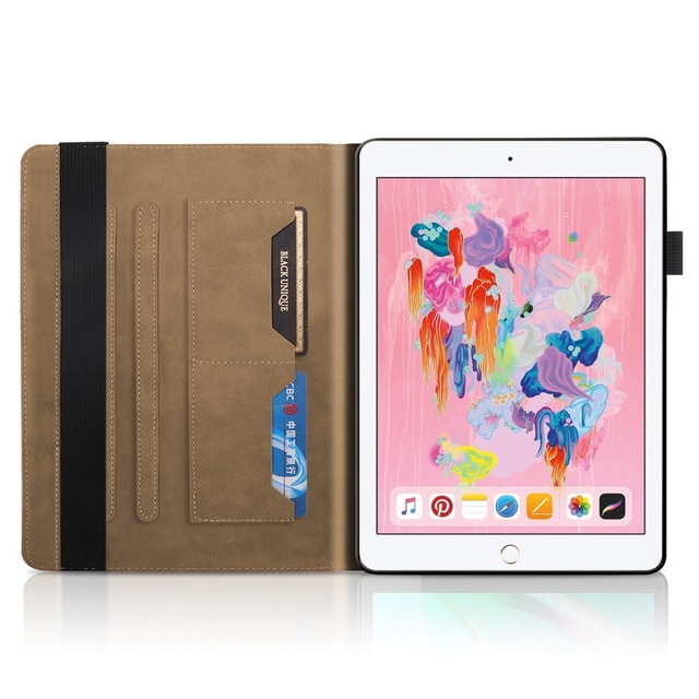 Etui do iPada Air 9.7 Caqa tłoczone PU skórzane - iPad 2017 2018 5th 6 generacja - z długopisem - Wianko - 11