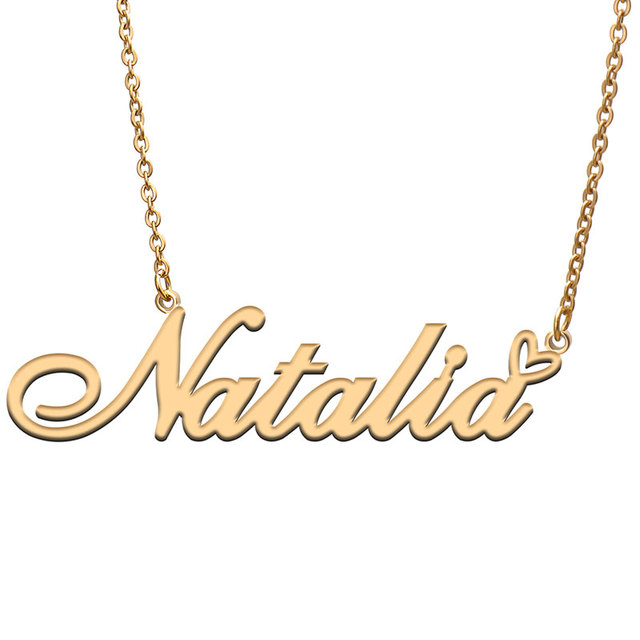 Naszyjnik Love Heart Natalia - stal nierdzewna, złoto i srebro - tabliczka znamionowa wisiorek dla kobiet, delikatny prezent - Wianko - 1