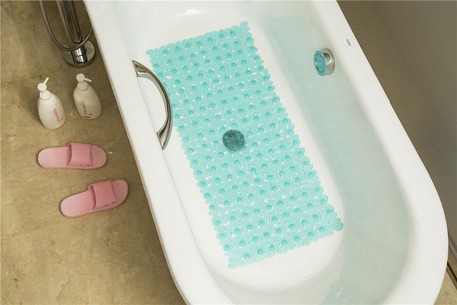 Duża mata antypoślizgowa do łazienki - wanna prysznic z kamykami, PCV, przyssawki, 70x36cm - Wianko - 7