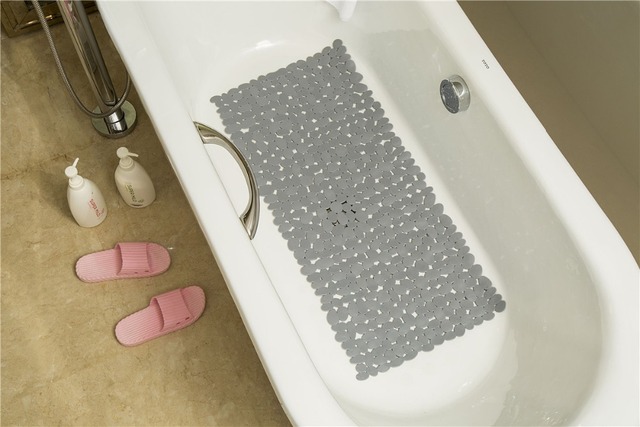Duża mata antypoślizgowa do łazienki - wanna prysznic z kamykami, PCV, przyssawki, 70x36cm - Wianko - 12