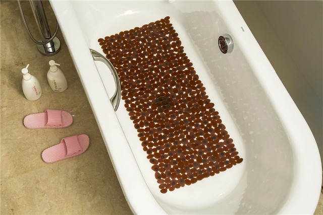 Duża mata antypoślizgowa do łazienki - wanna prysznic z kamykami, PCV, przyssawki, 70x36cm - Wianko - 6