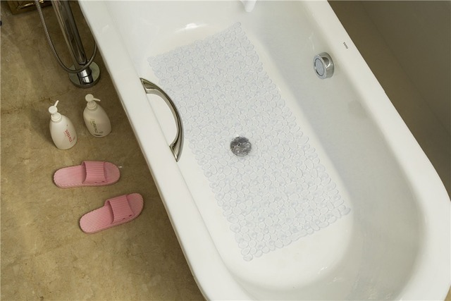 Duża mata antypoślizgowa do łazienki - wanna prysznic z kamykami, PCV, przyssawki, 70x36cm - Wianko - 11