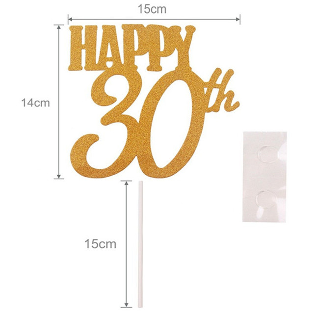 Topper tortu urodzinowego 30/40/50/60 - papier dekoracyjny, złota szczęśliwa sztuka - Wianko - 2
