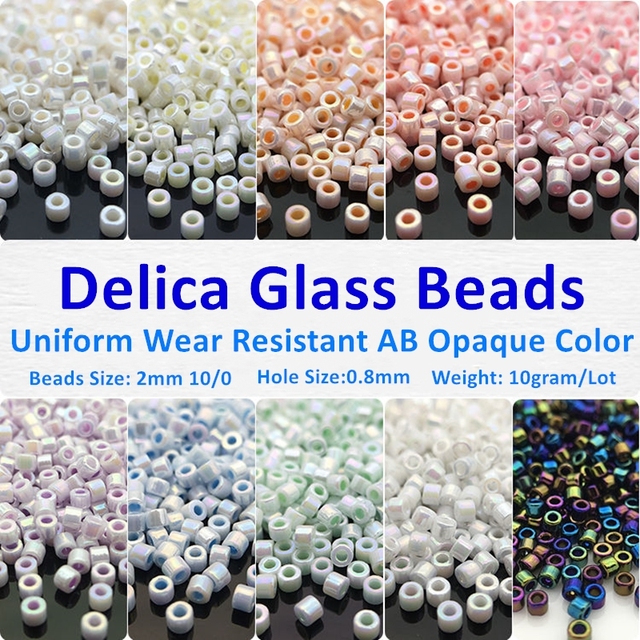 Paciorki szklane Delica 2mm, 600 sztuk, nieprzezroczysty kolor, AB, do tworzenia biżuterii, kolczyki, bransoletka, szycie DIY - 10g - Wianko - 2