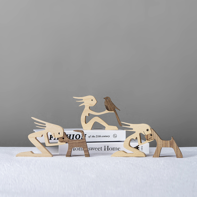 Drewniana figurka miniaturowa zwierzęcia - dekoracja do domu i biurka - Wianko - 4