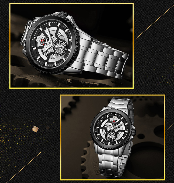 NAVIFORCE Zegarek męski z wybieraniem ze stali nierdzewnej, wodoodporny, kwarcowy z datą - luksusowy design - Wianko - 14
