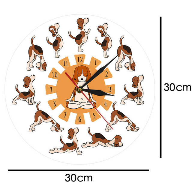 Kreatywny zegar ścienny Cartoon Funny Dog robiący jogę - dekoracja dla domu, sypialni, biura oraz prezenty dla dzieci - Wianko - 8