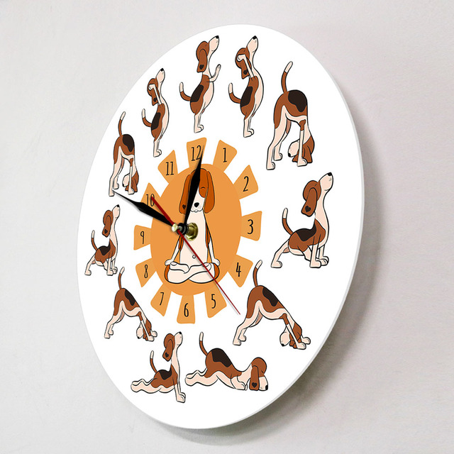 Kreatywny zegar ścienny Cartoon Funny Dog robiący jogę - dekoracja dla domu, sypialni, biura oraz prezenty dla dzieci - Wianko - 6