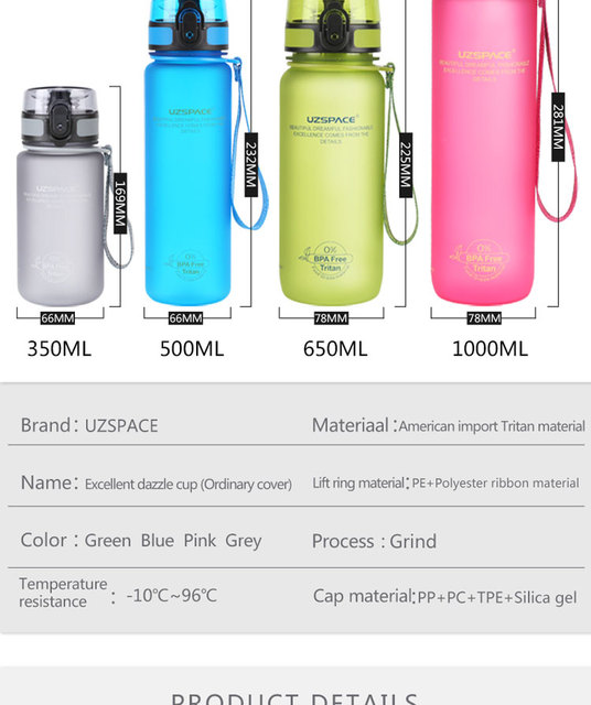 Butelka sportowa UZspace 500ml, BPA-free, nieprzeciekająca, wysokiej jakości - Wianko - 4