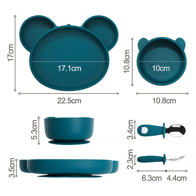 Misek Panda dla dzieci - zestaw silikonowych naczyń do karmienia z łyżką antypoślizgową bez BPA - Wianko - 14