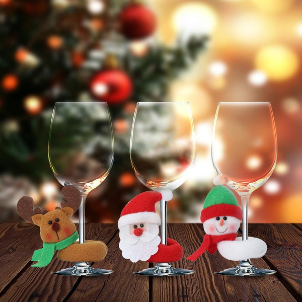Pokrowiec na butelkę wina z bożonarodzeniowym motywem - zestaw mikołaj, elk i bałwanek (2 sztuki) - Wianko - 1