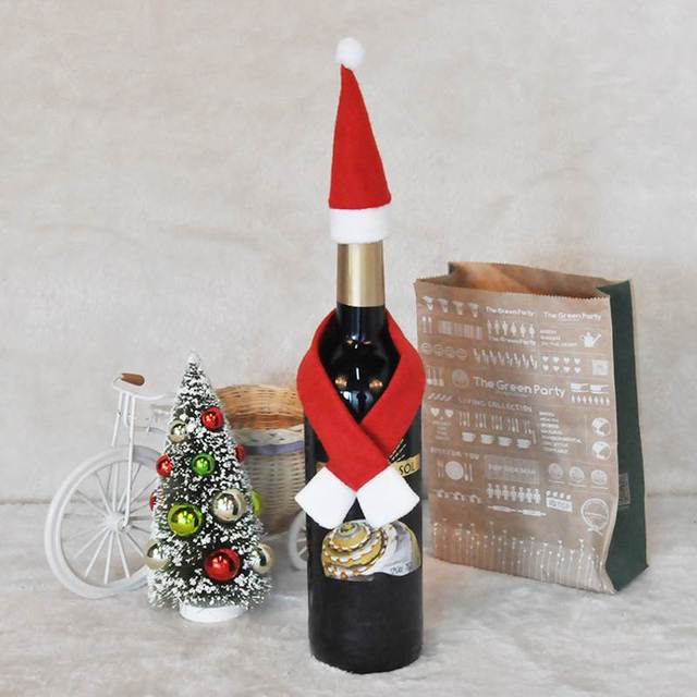 Pokrowiec na butelkę wina z bożonarodzeniowym motywem - zestaw mikołaj, elk i bałwanek (2 sztuki) - Wianko - 5