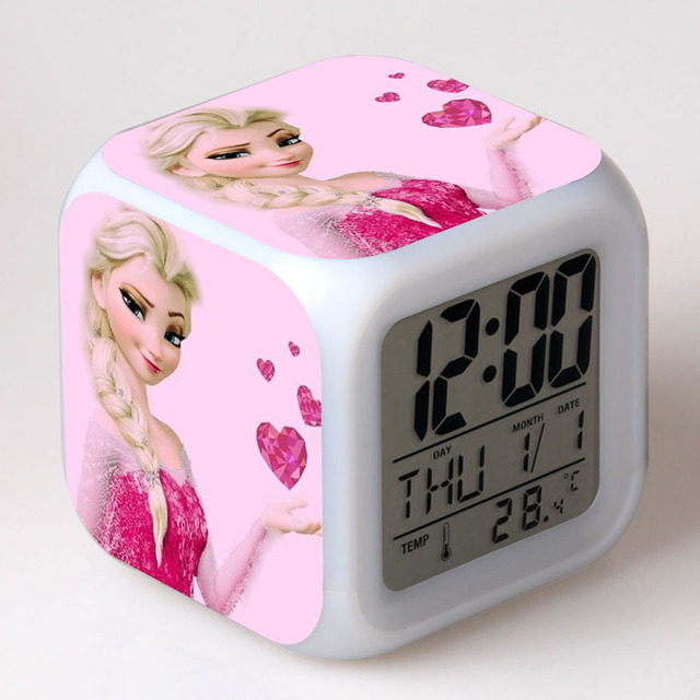 Disney mrożone budzik Anime charakter filmowy Aisha Anna kolorowe przebarwienia kwadratowy zegar akumulator urodziny prezenty -> Kolorowy zegar kwadratowy Disney z postacią Aisha i Anną z filmu Frozen - idealny prezent urodzinowy - Wianko - 1