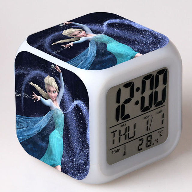Disney mrożone budzik Anime charakter filmowy Aisha Anna kolorowe przebarwienia kwadratowy zegar akumulator urodziny prezenty -> Kolorowy zegar kwadratowy Disney z postacią Aisha i Anną z filmu Frozen - idealny prezent urodzinowy - Wianko - 5
