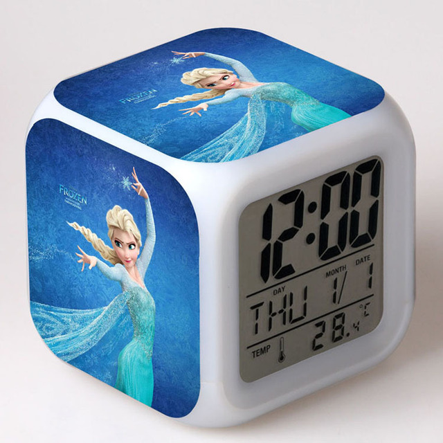Disney mrożone budzik Anime charakter filmowy Aisha Anna kolorowe przebarwienia kwadratowy zegar akumulator urodziny prezenty -> Kolorowy zegar kwadratowy Disney z postacią Aisha i Anną z filmu Frozen - idealny prezent urodzinowy - Wianko - 3