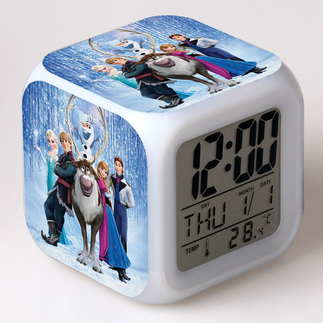 Disney mrożone budzik Anime charakter filmowy Aisha Anna kolorowe przebarwienia kwadratowy zegar akumulator urodziny prezenty -> Kolorowy zegar kwadratowy Disney z postacią Aisha i Anną z filmu Frozen - idealny prezent urodzinowy - Wianko - 2
