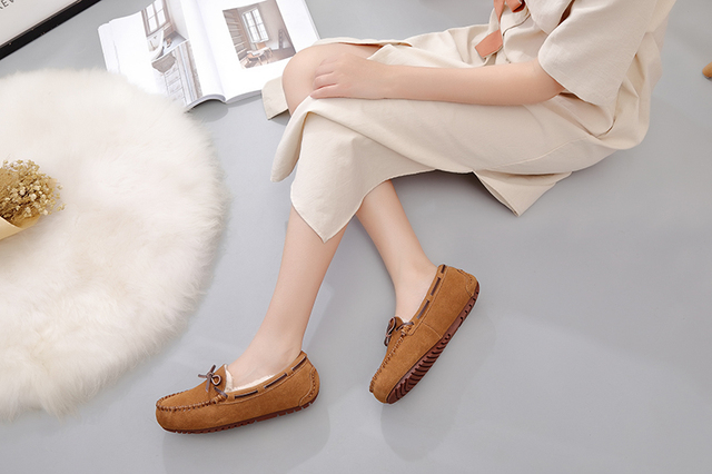 Nowe mokasyny z grubej, pluszowej, 100% prawdziwej skóry płaskie buty na co dzień dla kobiet - rozmiar plus - Wianko - 16