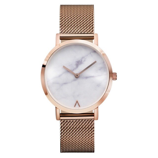 Zegarek damski Montre Femme 2020 - luksusowa marka z marmurowym wykończeniem tarczy i stalowym paskiem Mesh Steel - Wianko - 1