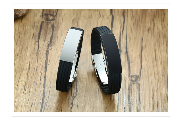 Personalizowana bransoletka dla mężczyzn - 16mm, czarna, z tagiem ze stali nierdzewnej rodzina miłość - ojciec tata mąż - Wianko - 12