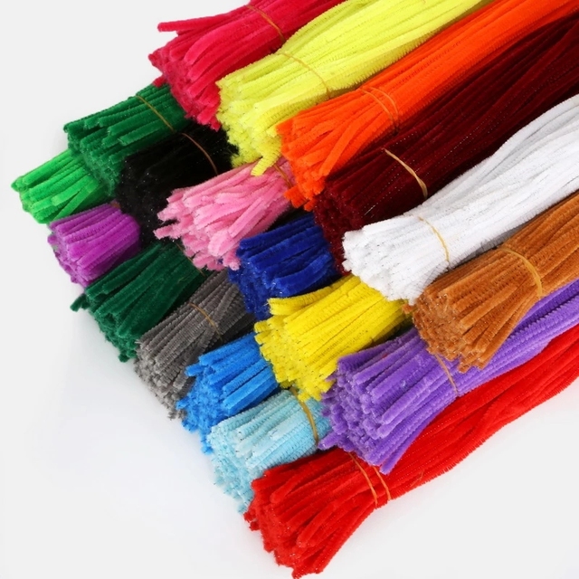 100 sztuk szenilowe szczypce do czyszczenia rur 5mm - pluszowe zabawki edukacyjne dla dzieci, rękodzieło DIY, kolorowe rury, handmade craft - Wianko - 4