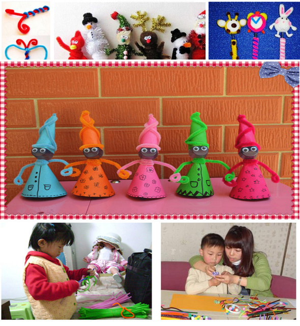 100 sztuk szenilowe szczypce do czyszczenia rur 5mm - pluszowe zabawki edukacyjne dla dzieci, rękodzieło DIY, kolorowe rury, handmade craft - Wianko - 1