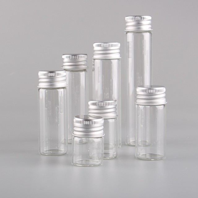 Zestaw 24 szklanych butelek eliksirów o pojemnościach: 5ml, 7ml, 10ml, 14ml, 18ml, 20ml, 25ml z aluminiowymi korkami - puste pojemniki na perfumy i słodycze do rękodzieła DIY - Wianko - 2