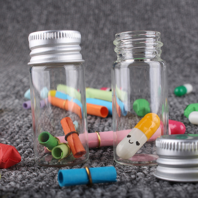 Zestaw 24 szklanych butelek eliksirów o pojemnościach: 5ml, 7ml, 10ml, 14ml, 18ml, 20ml, 25ml z aluminiowymi korkami - puste pojemniki na perfumy i słodycze do rękodzieła DIY - Wianko - 5