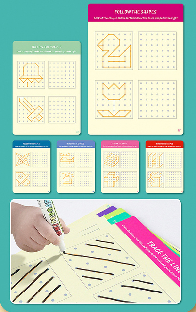 Zestaw edukacyjnych zabawek Montessori Kids do rysowania: Tablet graficzny DIY - kształty, kolorowe matematyka, umiejętność pisania i kolorowanie - Wianko - 21
