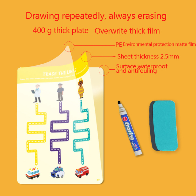 Zestaw edukacyjnych zabawek Montessori Kids do rysowania: Tablet graficzny DIY - kształty, kolorowe matematyka, umiejętność pisania i kolorowanie - Wianko - 24