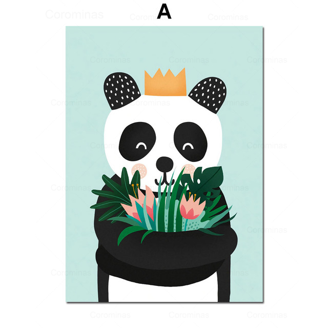 Obraz na płótnie Cartoon Zoo - Panda, niedźwiedź, małpa, książka - dekoracja pokoju dziecięcego - Wianko - 6