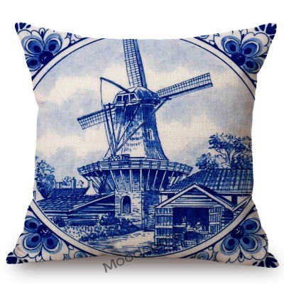 Poszewka na poduszkę - Delft niebieski holenderski wzór pamiątka artystyczna - Wianko - 3