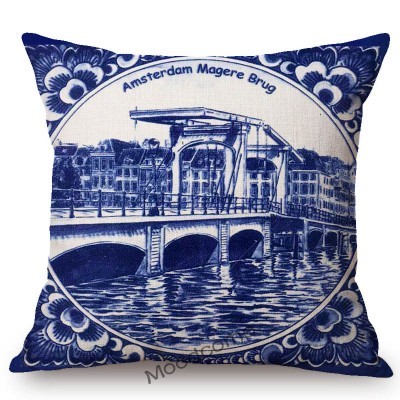 Poszewka na poduszkę - Delft niebieski holenderski wzór pamiątka artystyczna - Wianko - 14