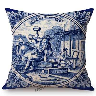 Poszewka na poduszkę - Delft niebieski holenderski wzór pamiątka artystyczna - Wianko - 13