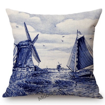 Poszewka na poduszkę - Delft niebieski holenderski wzór pamiątka artystyczna - Wianko - 20