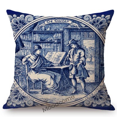 Poszewka na poduszkę - Delft niebieski holenderski wzór pamiątka artystyczna - Wianko - 11