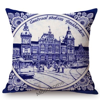 Poszewka na poduszkę - Delft niebieski holenderski wzór pamiątka artystyczna - Wianko - 8